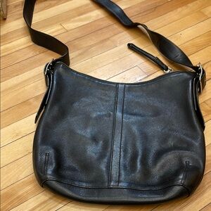 Coach Black Leather Hobo Bag with Adjustable Strap